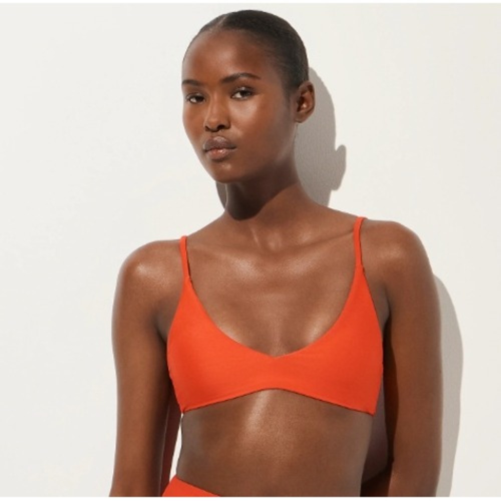 J. Crew Bikini Top Medium Red Orange Classic Sculpt Resort Coastal Preppy